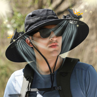 2025 Protección UV Trabajo al aire libre de verano Sombrero de protección solar Sombrero de ventilador solar con dos ventiladores solares