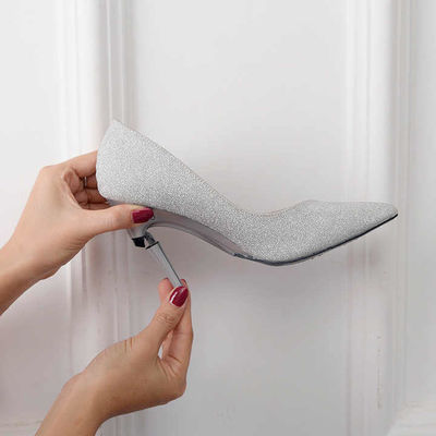 Nuevo diseño 2025 Slip-On de mujeres tacones altos tacones pequeños zapatos plegables estiramiento zapatos femeninos plegables tacones convertibles