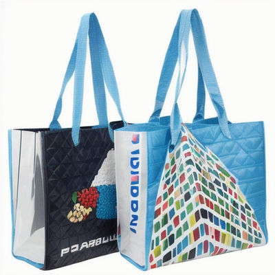 Bolsa de venta al por mayor Eco-friendly Custom RPET / No tejido / PP tejido Reutilizable Bolsa de compras Tote Bolsa de mano laminada con impresión de logotipo