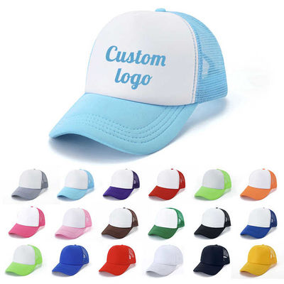 Logotipo personalizado bordado Sombrero de camión Béisbol Manufacturero de gorras de baseball Deportivo al por mayor Correr en blanco 5 Panel de espuma de malla