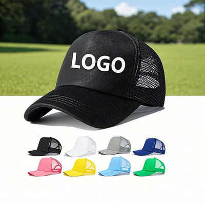 Logotipo personalizado bordado Sombrero de camión Béisbol Manufacturero de gorras de baseball Deportivo al por mayor Correr en blanco 5 Panel de espuma de malla