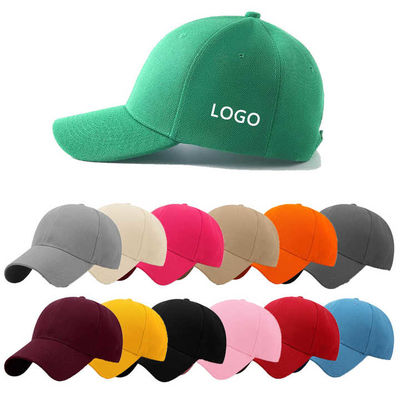 Venta al por mayor Logotipo personalizado Blank Color sólido Béisbol Mujeres Sombreros con deportes Logotipo sencillo Bordado Sombrería ajustable para hombres