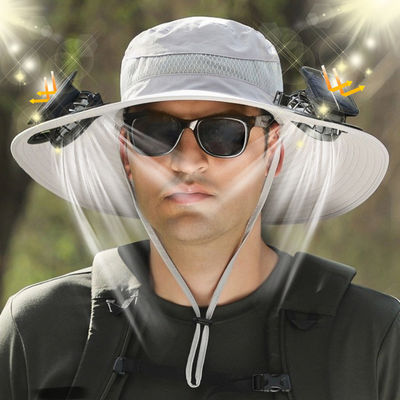 Nuevo Estilo Popular Protección contra los rayos UV En verano Trabajo al aire libre Sombrero de protección solar Sombrero con dos ventiladores solares