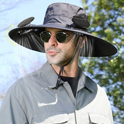 Sombrero de ventilador de refrigeración con energía solar - Sombrero de cubo de borde ancho para pesca, senderismo y protección solar al aire libre