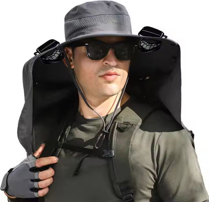 Sombrero de ventilador de refrigeración con energía solar - Sombrero de cubo de borde ancho para pesca, senderismo y protección solar al aire libre