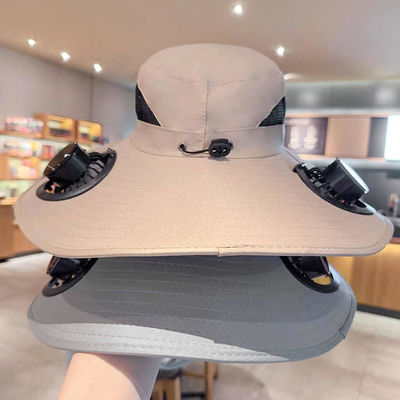 Sombrero de pescador de jeans de verano para hombres con protección UV doble uso solar y USB ventilador de carga reversible y fuerte energía del viento