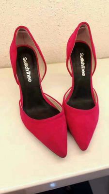 Moda Plegado puntiagudo Talones de taco alto Sandalias de mujer zapatos personalizados de gran tamaño Mujeres Pampas de taco alto