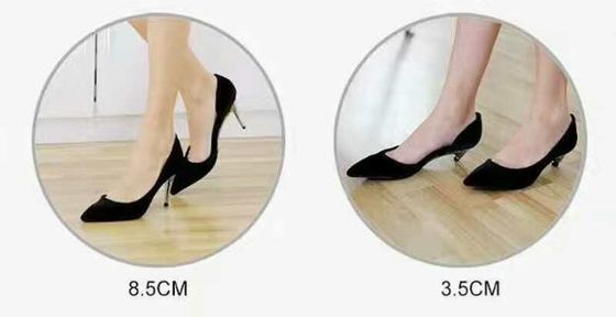 Logotipo personalizado Sexy plegable con tacones altos Pumps punzante dedo oscuro azul patente de cuero tamaño 12 zapatos de tacones altos para mujeres